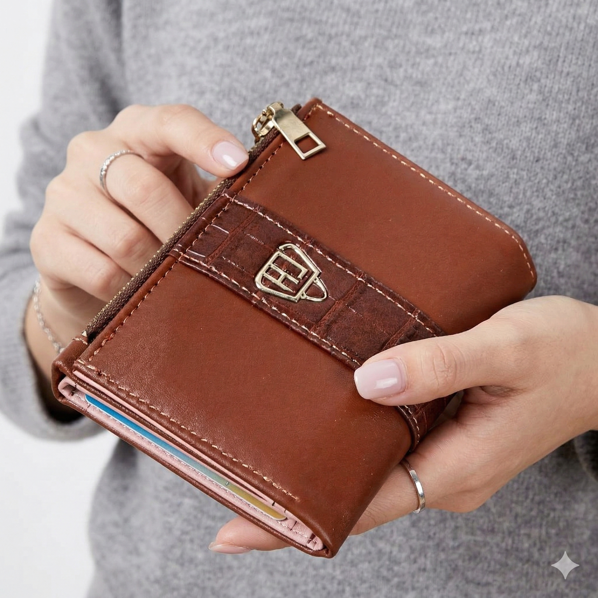 Classic Bi-Fold Wallet 💼 in Brown, Beige, & Black 🖤
