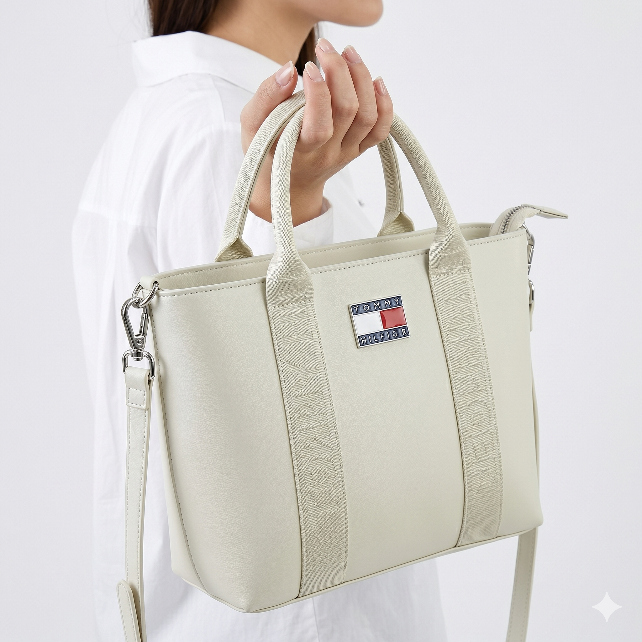 TOMMY: Color Block Tote Bag 👜 in White, Brown, Navy, Black 🖤