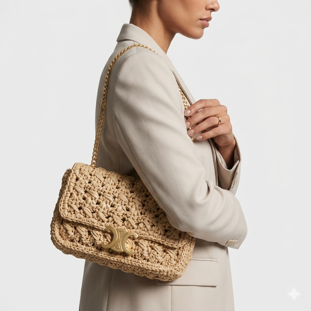 Celine Woven Beige Bag 👜 Neutral Chic ☀️