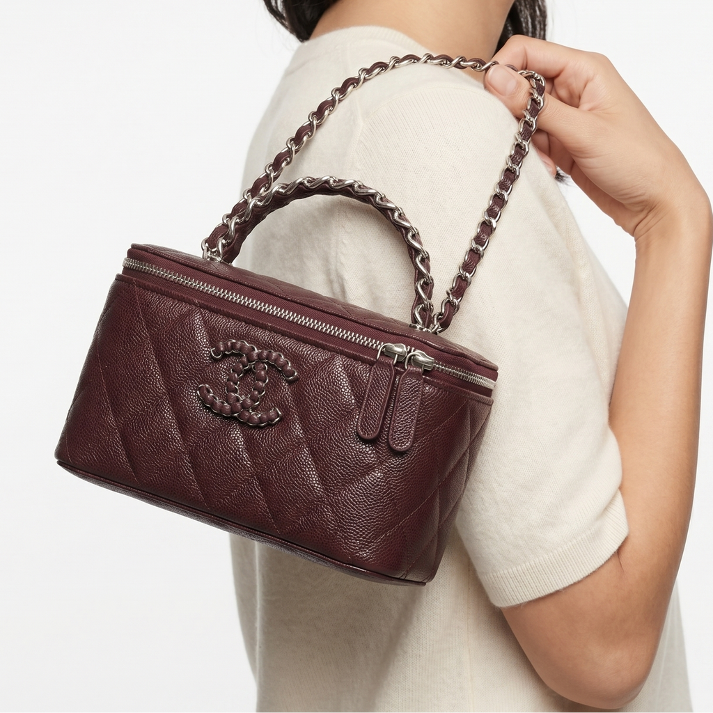 Chanel Caviar Leather Mirror Bag 👜 Burgundy or Pink