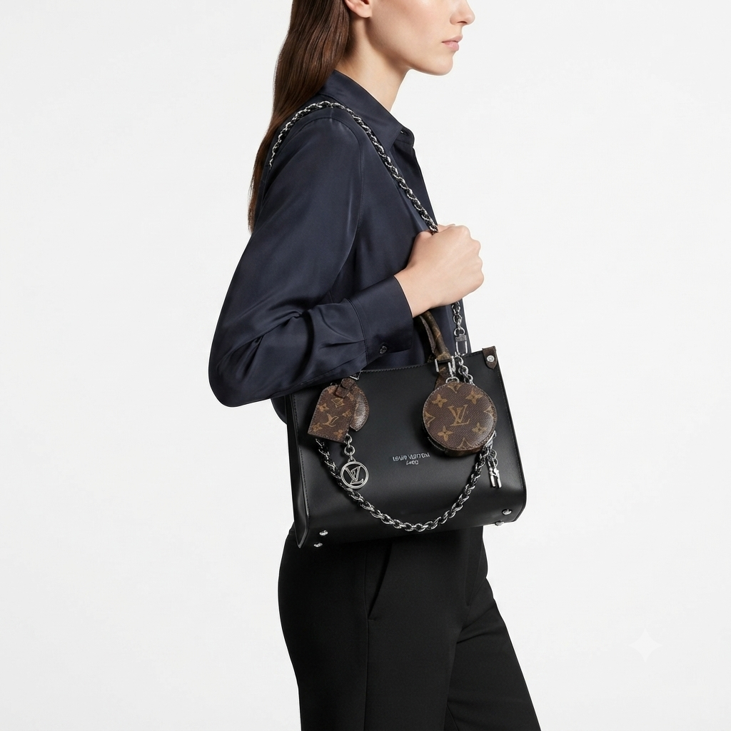 Signature Monogram Accent Tote Bag with Detachable Coin Purse