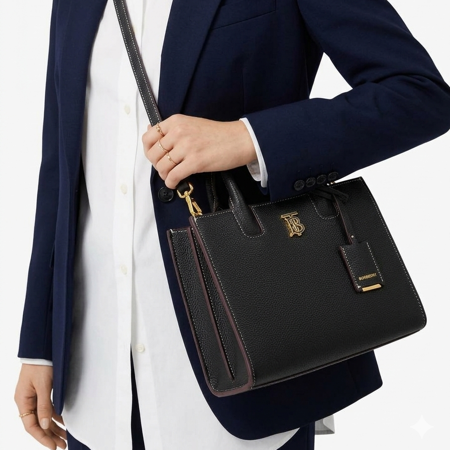 Burberry Small Frances Bag in Grained Black Leather 👜✨🖤