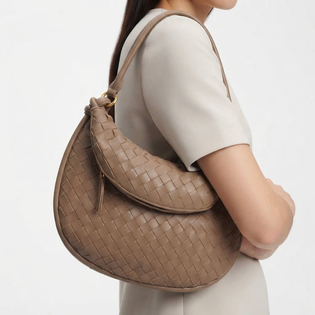 Bottega Veneta Woven Leather Knotted Strap Shoulder Bag