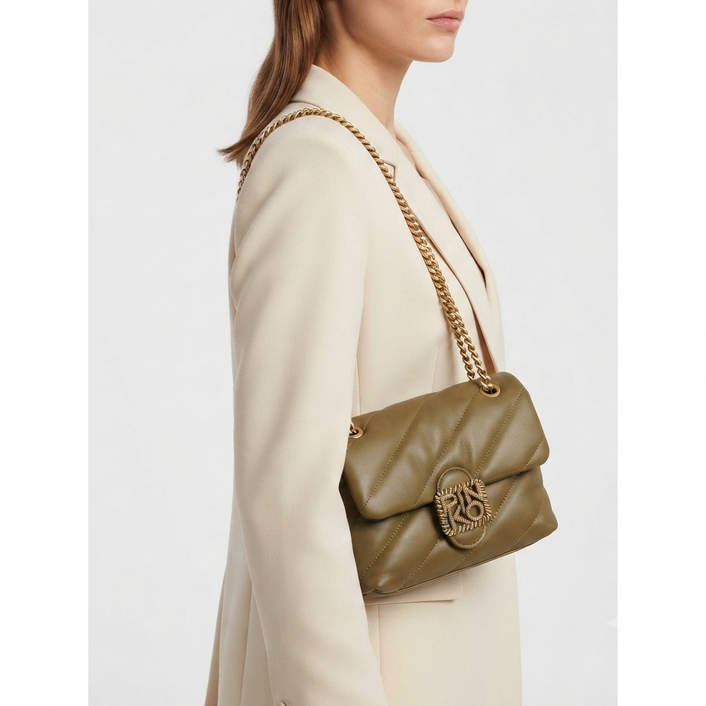 Pinko Quilted Shoulder Bag with Gold Chain Detail ✨👜