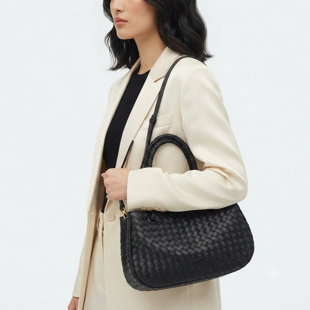 Bottega Style Woven Handbag with Braided Handles 👜✨
