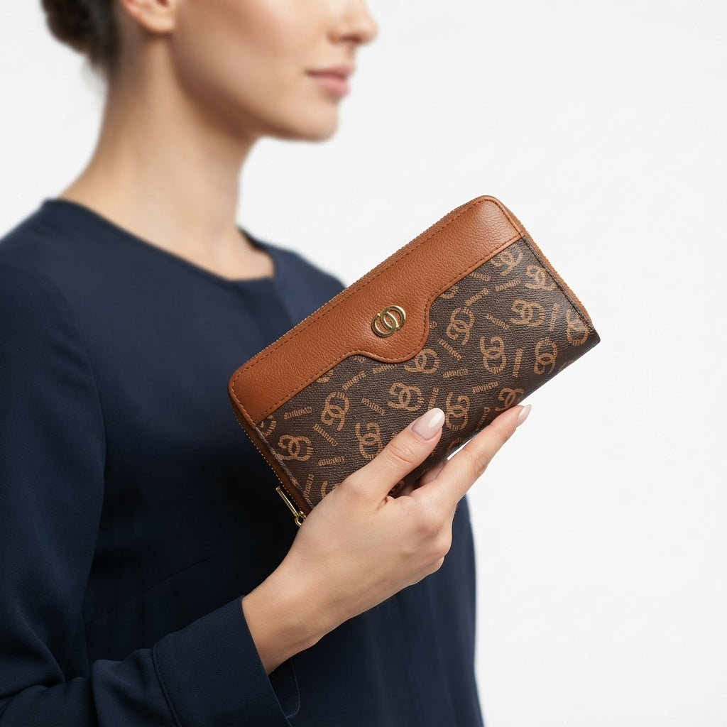 Louie Dennie Signature Monogram Brown Wallet Gift Set