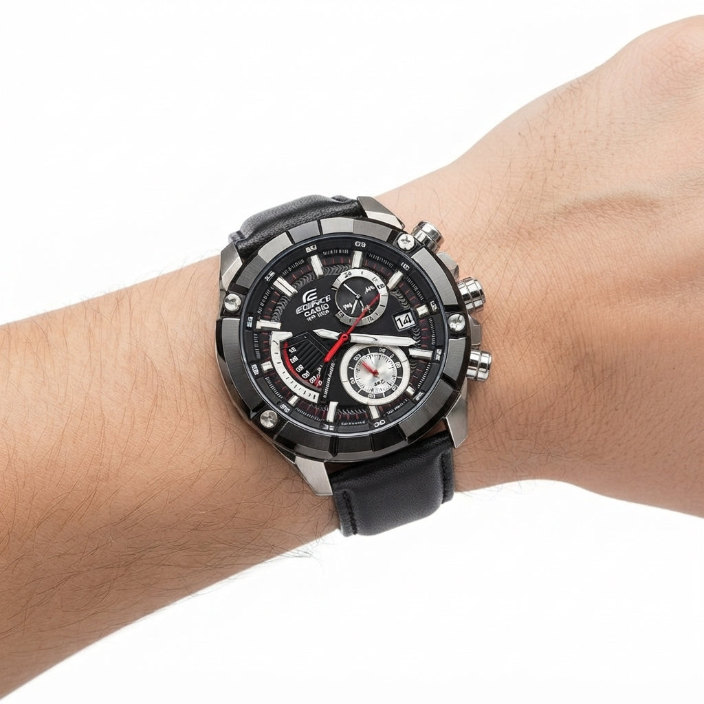 Casio Edifice Leather Chronograph with Precision Japanese Movement