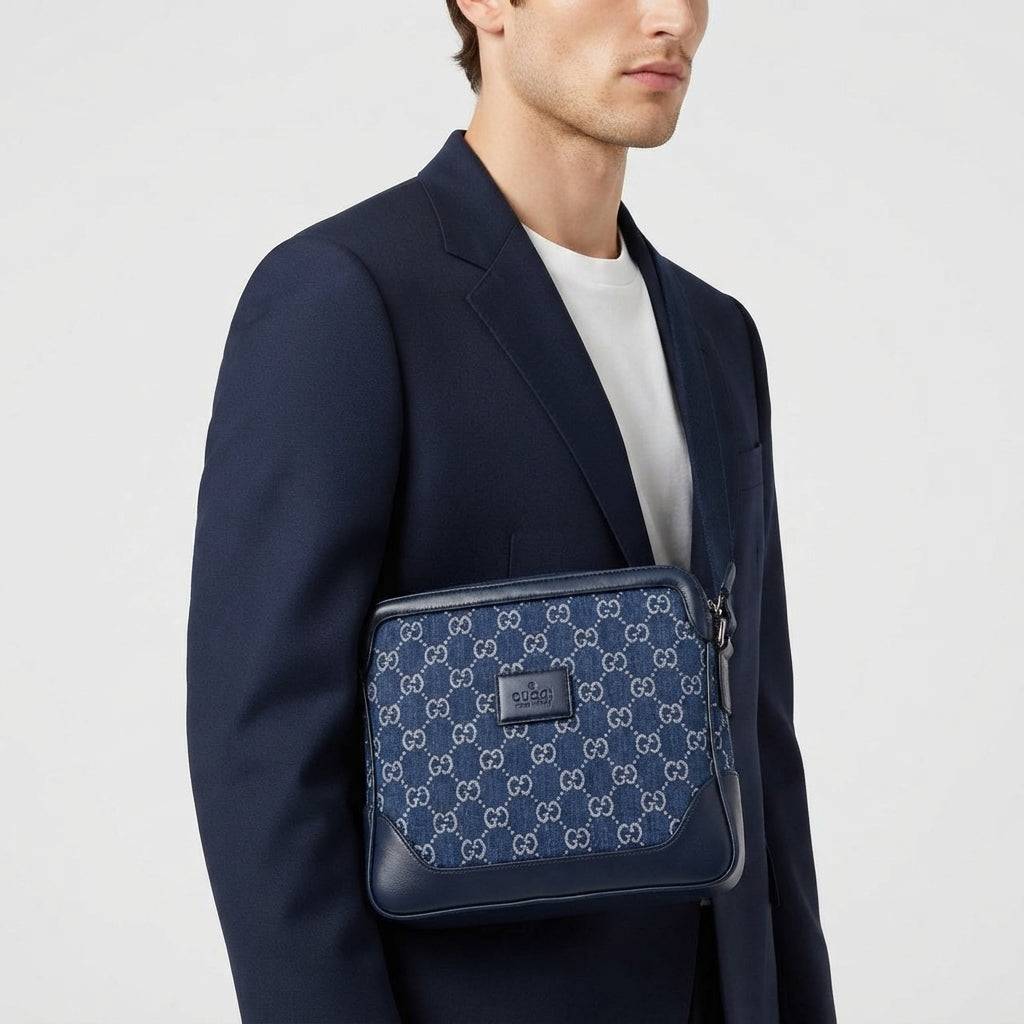 Gucci Blue GG Monogram Canvas Crossbody Bag