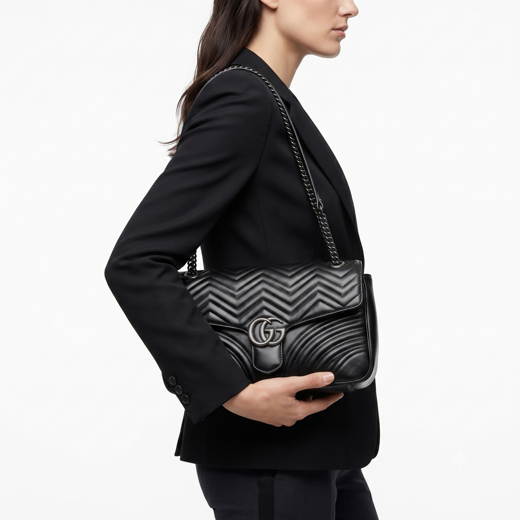 Elegant Black Marmont Style Quilted Chain Bag 🖤✨