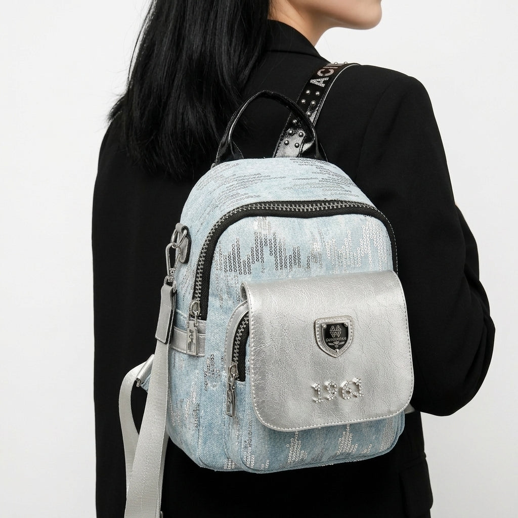 Jingpin ZJH Sequin Backpack with 1961 Metallic Embellishment