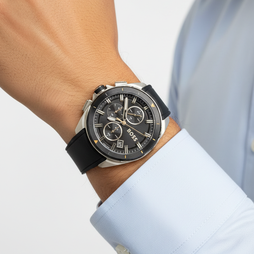 BOSS Grand Prix Chronograph Men’s Watch ⌚️🖤✨