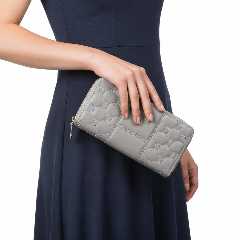 Forever Young Quilted Zipper Wallet 🩶✨🔒