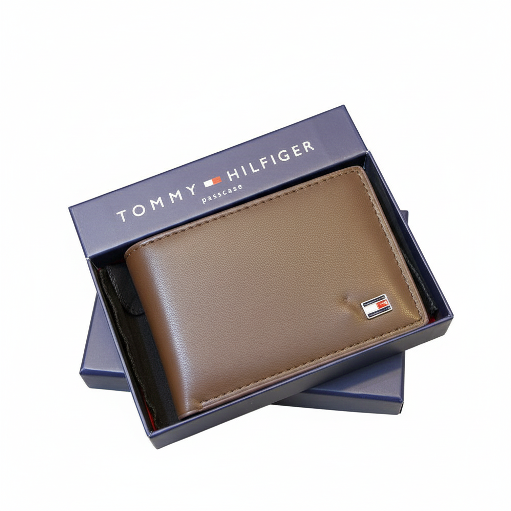 💼 Tommy Hilfiger Classic Brown Passcase Wallet 🇺🇸