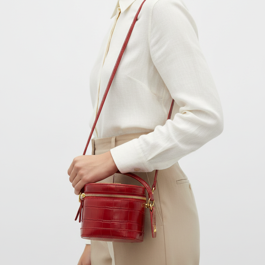 Jacquemus Red Croc-Effect Vanity Bag 🍒👜✨