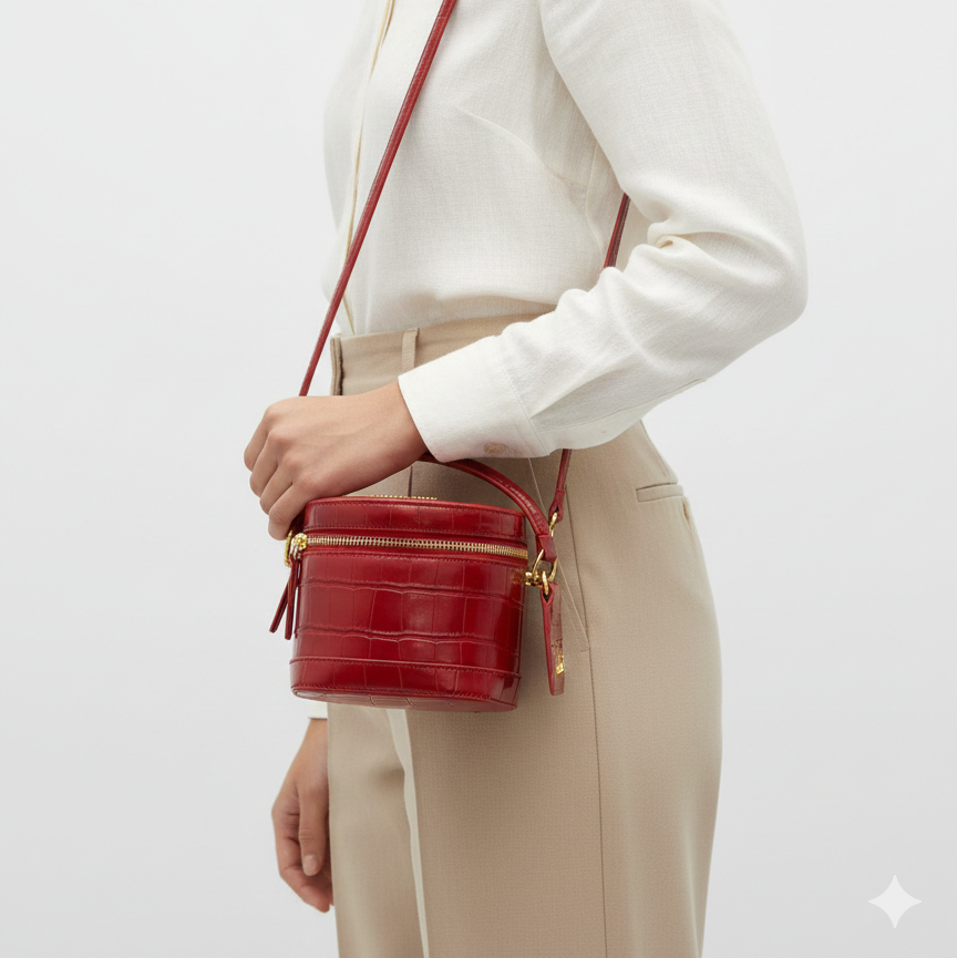 Jacquemus Red Croc-Effect Vanity Bag 🍒👜✨