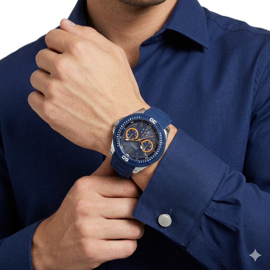 GUESS Men’s Sport Navy Silicone Multi-Function Watch ⌚ 🔵 ✨