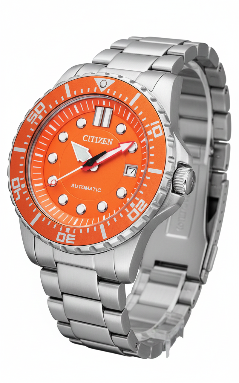 Citizen Automatic Orange Dive Watch Stainless Steel Bracelet 🍊💦⏱️