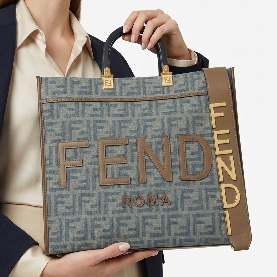 Fendi Sunshine Roma Tote in Denim FF Canvas 👜💙✨