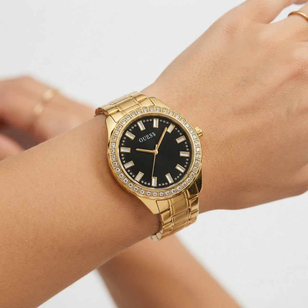 Guess Gold Tone Crystal Bezel Women's Watch