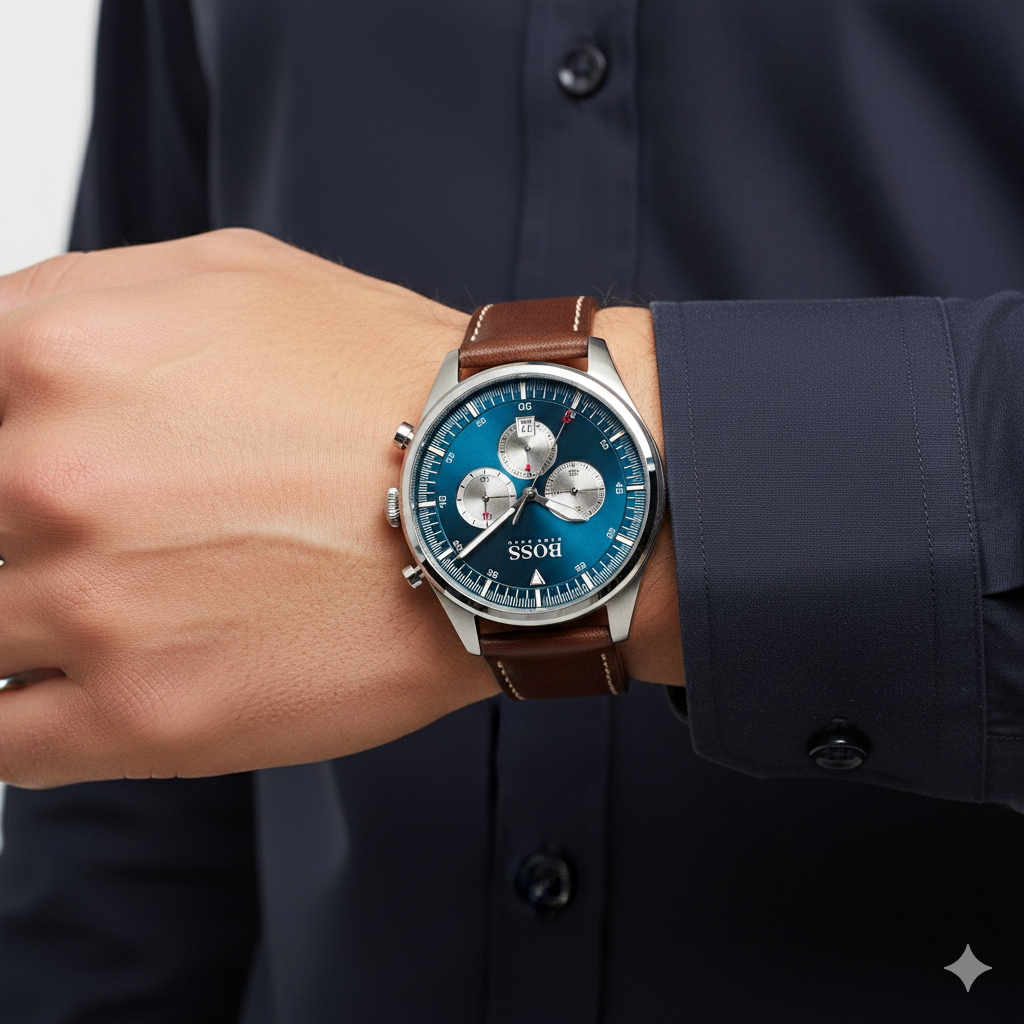 BOSS Men's Blue Dial Chronograph Watch ⌚️💙✨