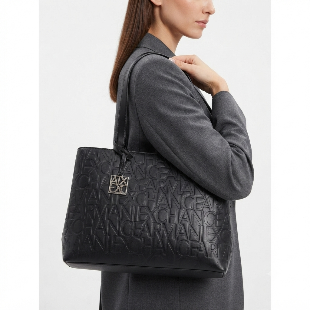 Armani Exchange Monogram Embossed Tote Bag