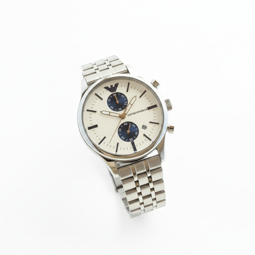 Emporio Armani Chronograph Watch with Stainless Steel Link Bracelet ⌚✨🦅