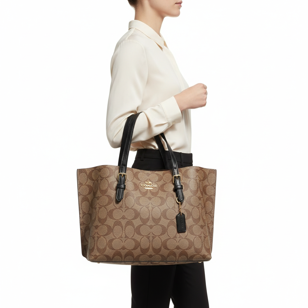 Coach Signature Canvas Carryall Tote in Brown & Black 👜✨🏙️