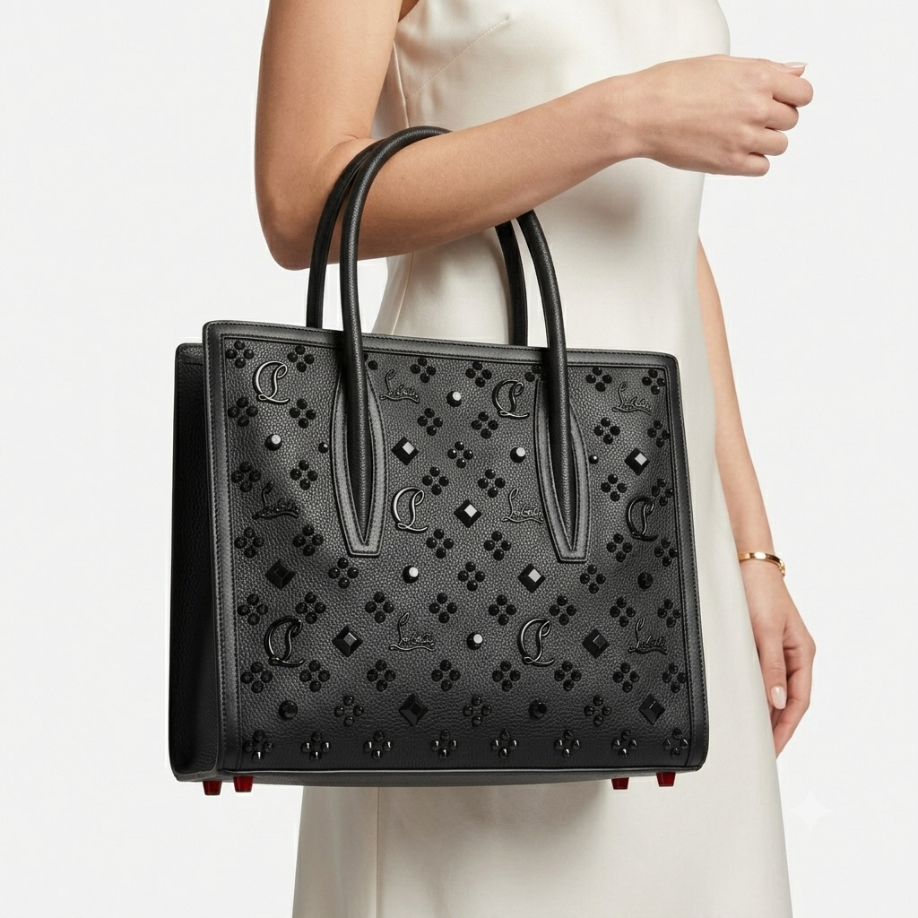 Christian Louboutin Studded Monogram Leather Tote Bag 🖤👠