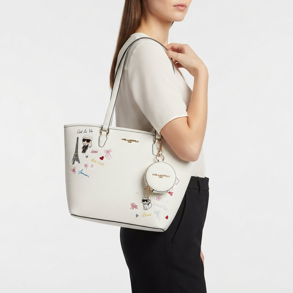 Karl Lagerfeld Graphic Print Tote with Matching Coin Purse