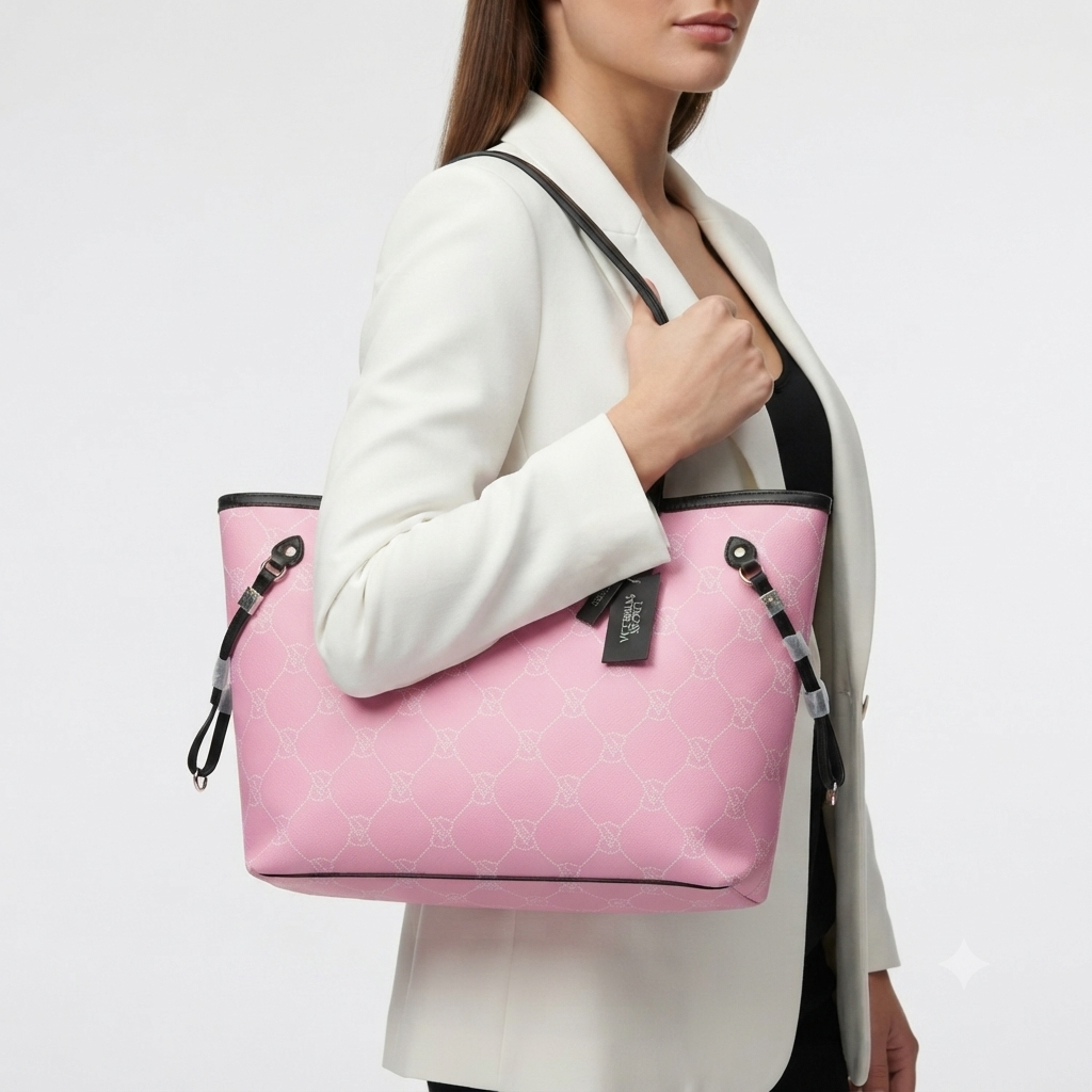 Victoria's Secret Monogram Tote Bag in Pink and Black 👜✨