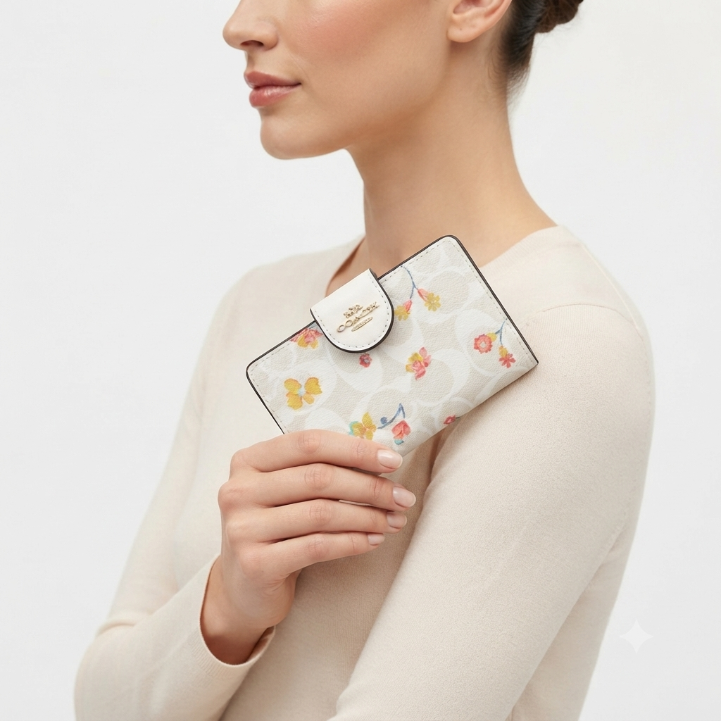 Coach Floral Print Signature Canvas Wallet in Chalk Multi 🌸✨