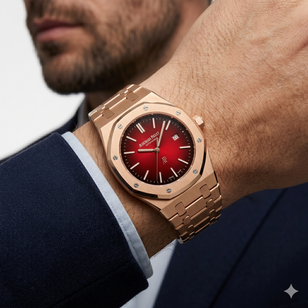 Audemars Piguet Men's Gold & Red Watch ⌚🔴⚜️