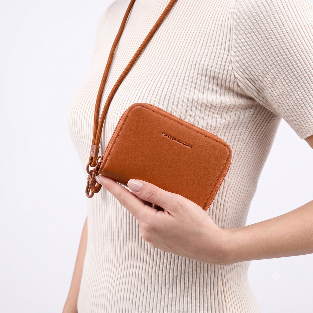 Forever Sunshine Lanyard Wallet in Warm Brown 👜✨