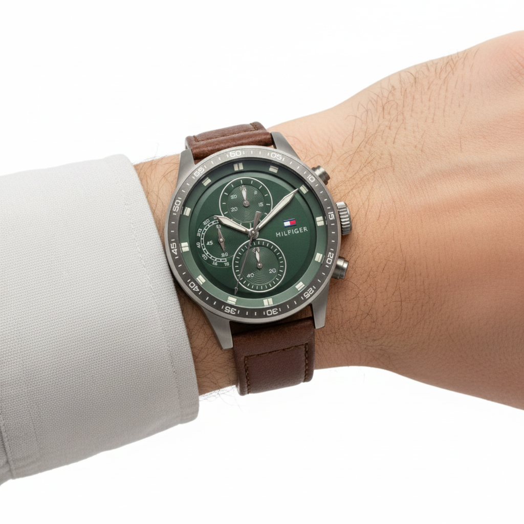 Tommy Hilfiger Maverick Chronograph Watch with Forest Green Dial ⌚🌲💼