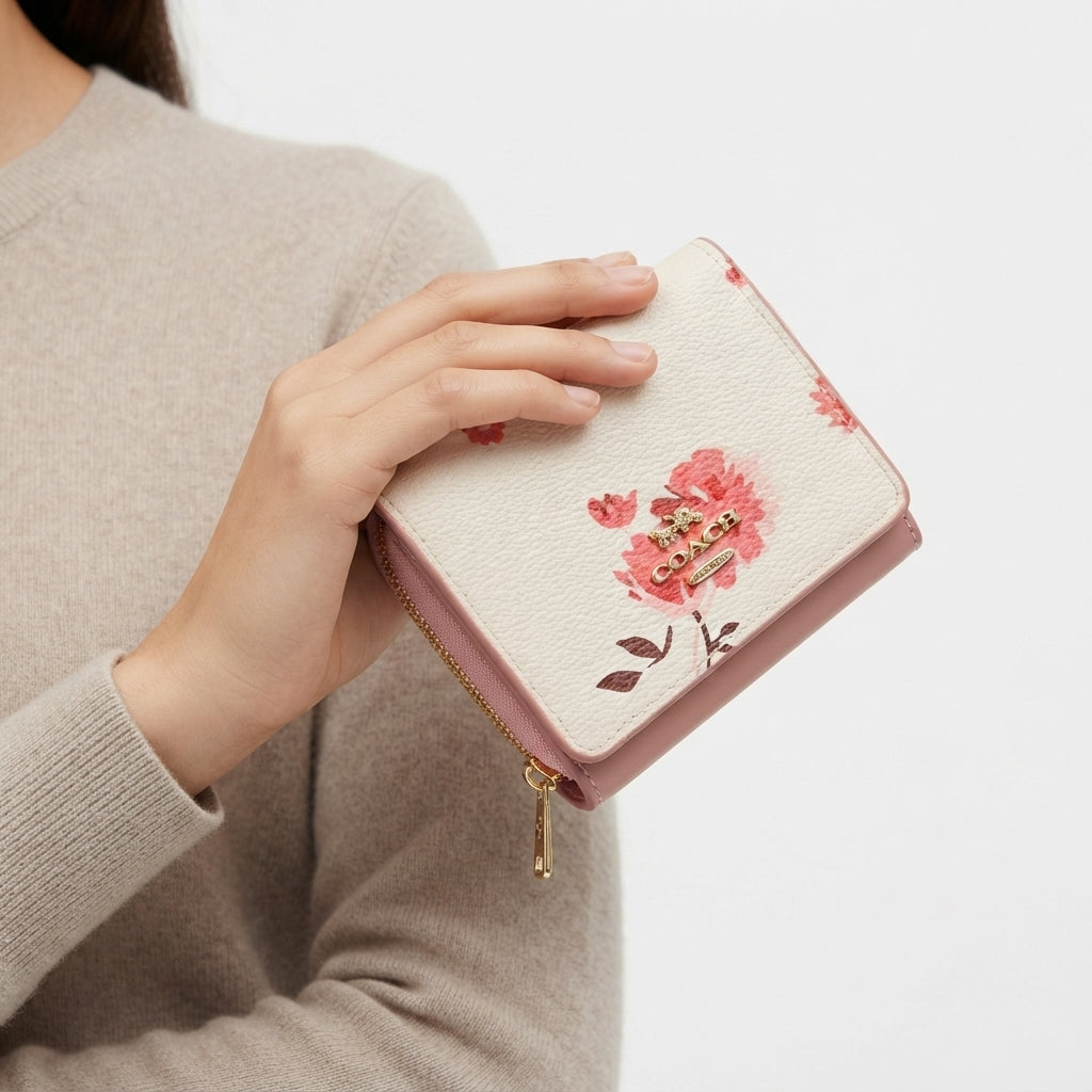 Coach Floral Print Zip Around Wallet