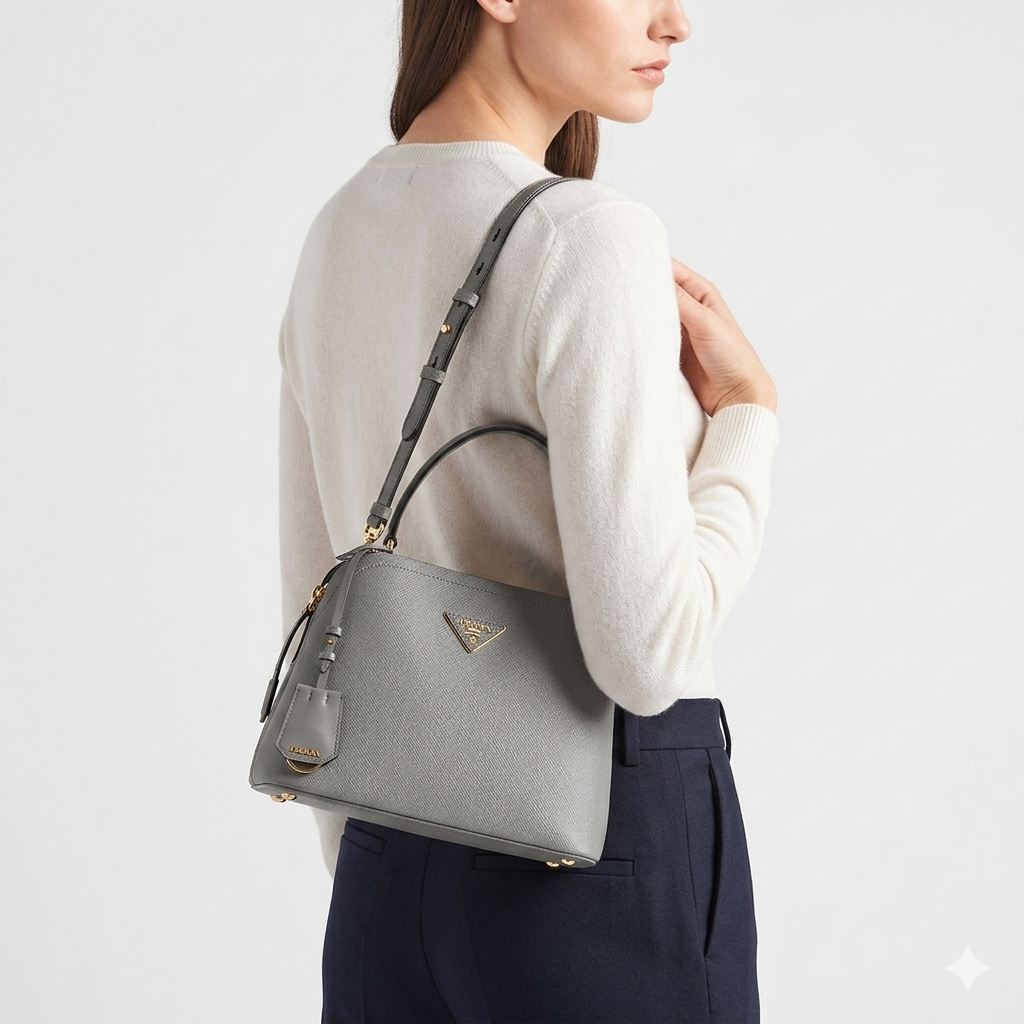 Prada: Gray-Green Satchel 👜🖤❤️