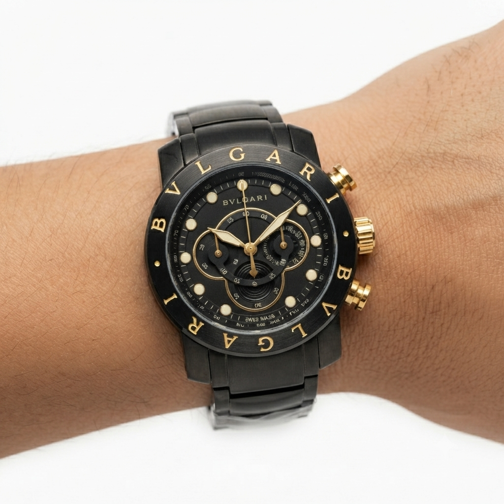 Bvlgari Swiss Design Stainless Steel Chronograph Watch