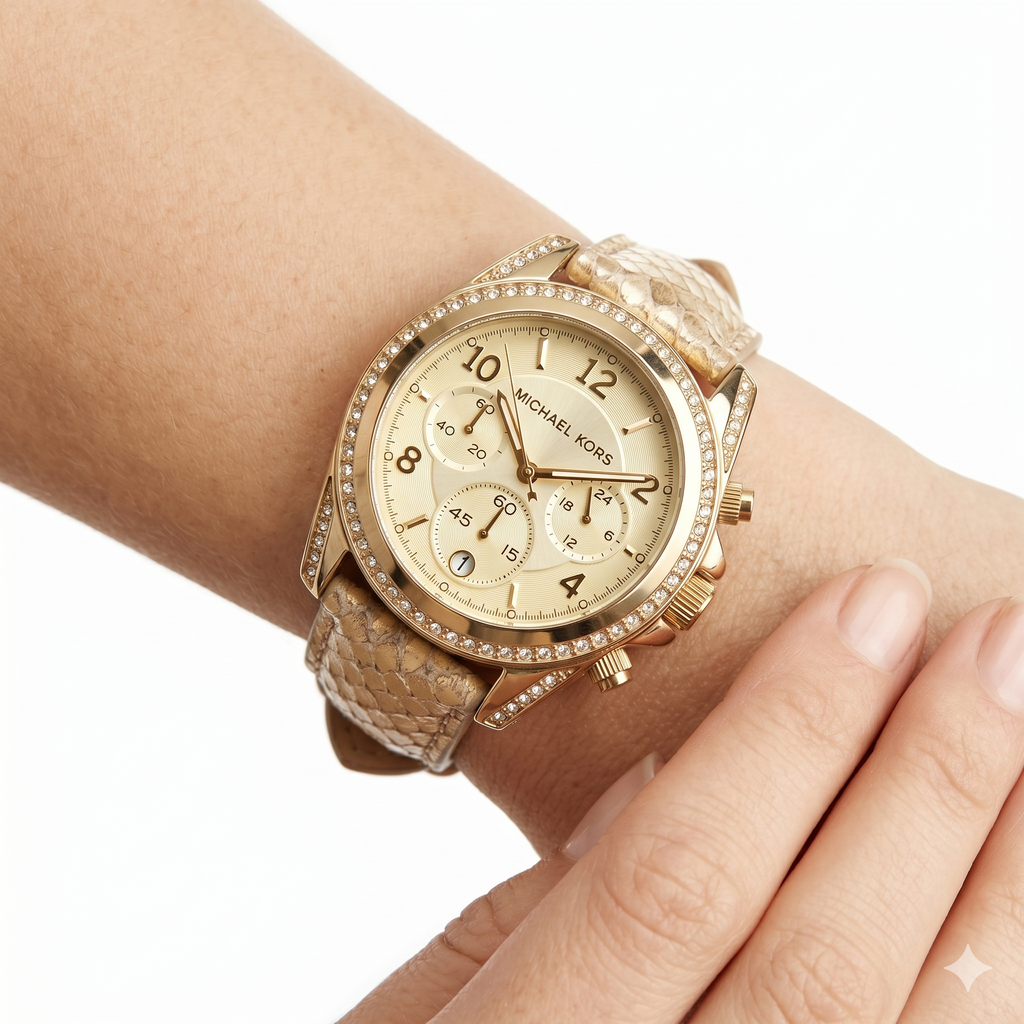 Michael Kors Gold-Tone Snakeskin Watch ⌚🐍✨