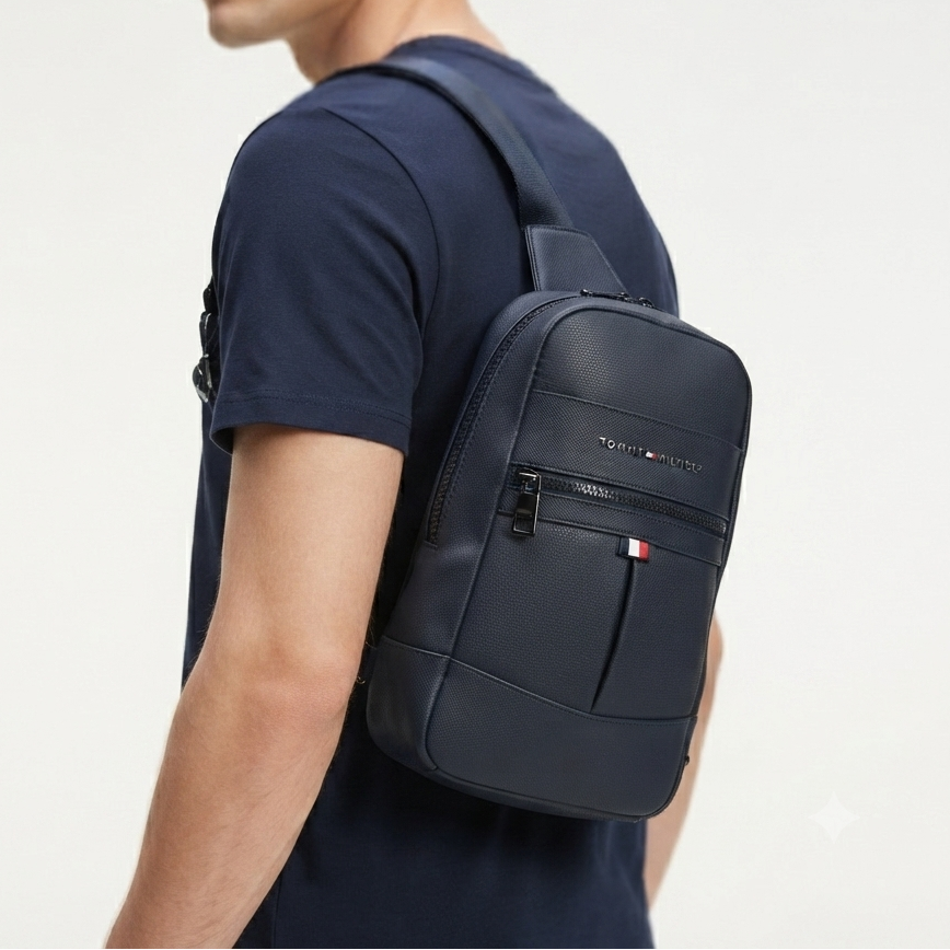 Tommy Hilfiger Signature Logo Black Sling Bag 🎒✨