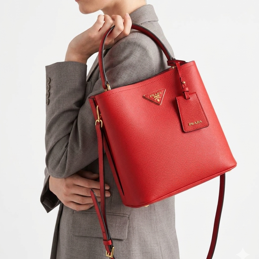 Prada Panier Saffiano Leather Bucket Bag ✨👜❤️
