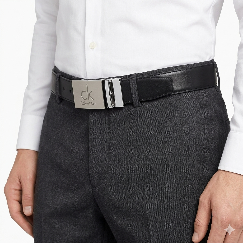 Calvin Klein Reversible Leather Belt Set with CK Logo & Classic Buckles ✨🔄🎁