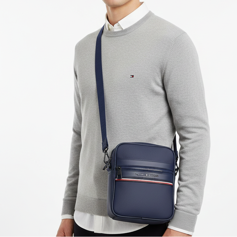 Tommy Hilfiger Elevated Nylon Reporter Bag in Navy Blue 👜🏙️👔