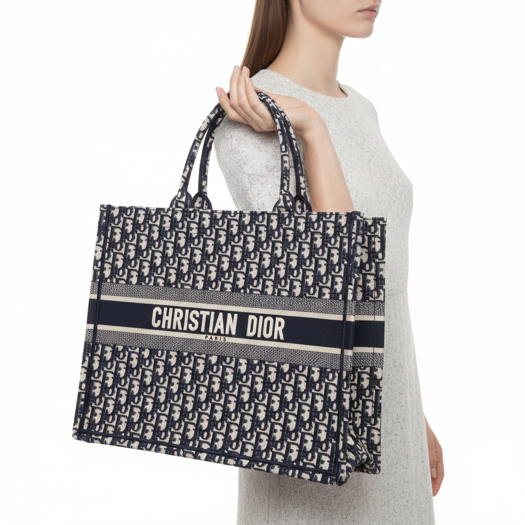 Christian Dior Book Tote in Blue Dior Oblique Embroidery 👜✨💙
