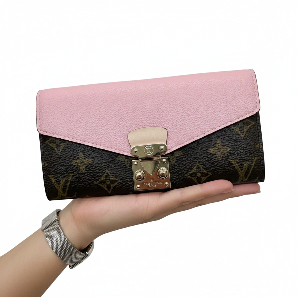 Louis Vuitton Monogram Pallas Wallet with Pink Leather Flap 👜🌸✨