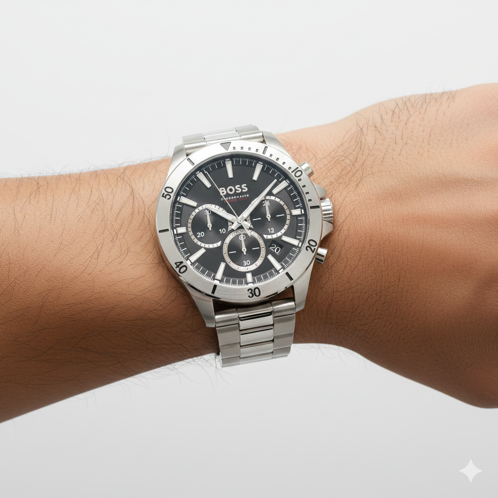 Hugo Boss Admiral Chronograph Men's Silver Steel Watch ⌚️💼✨