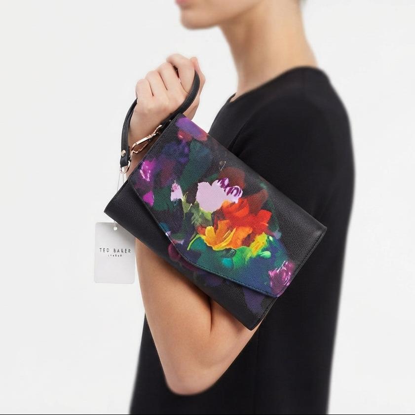 Ted Baker Floral Print Clutch Bag in Black Multi