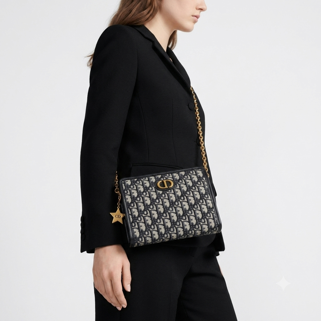 Dior Monogram Crossbody Bag with Star Charm and Chain Strap 🌟👜