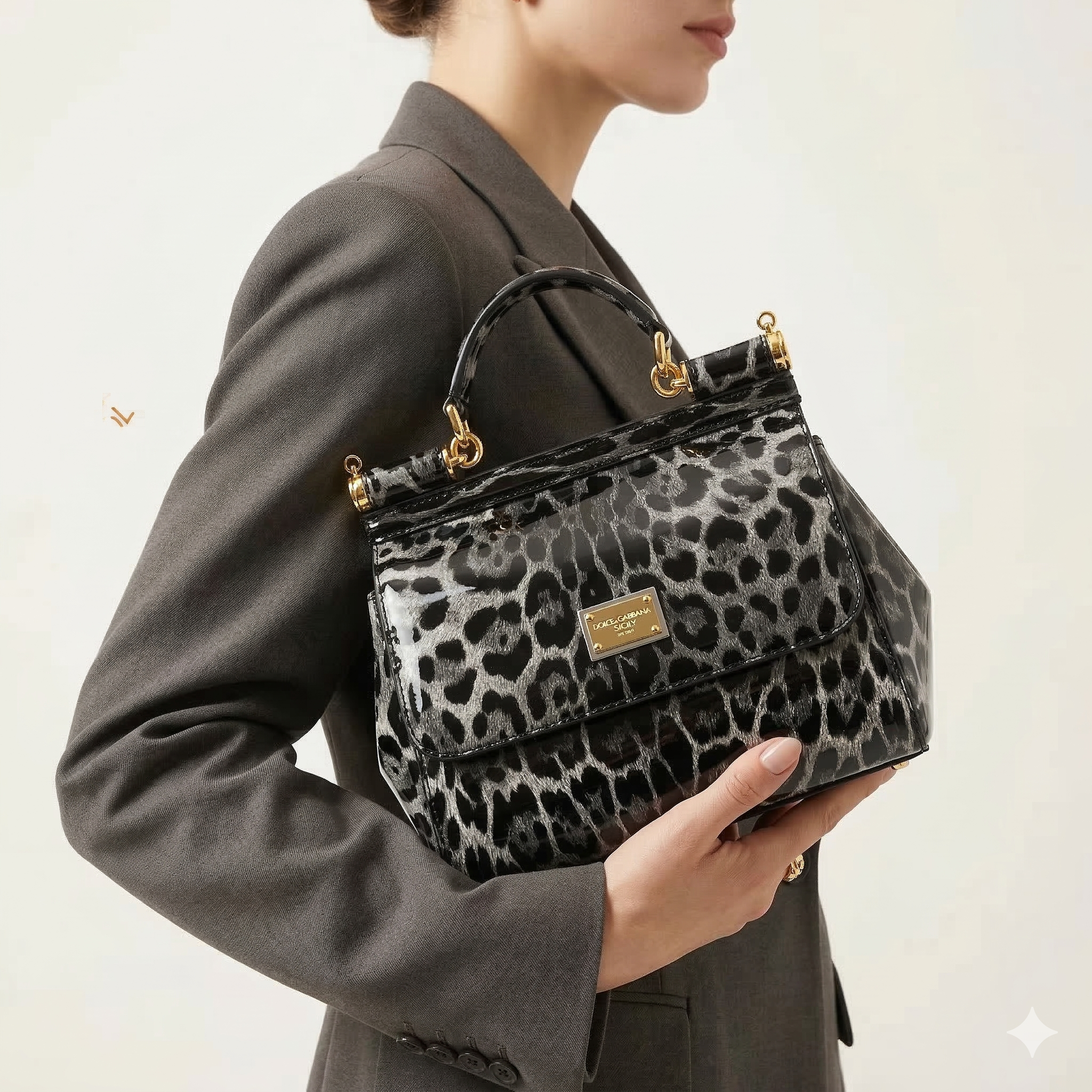 DG Leopard Print Bag 🐆🖤 Gray & Black Handbag