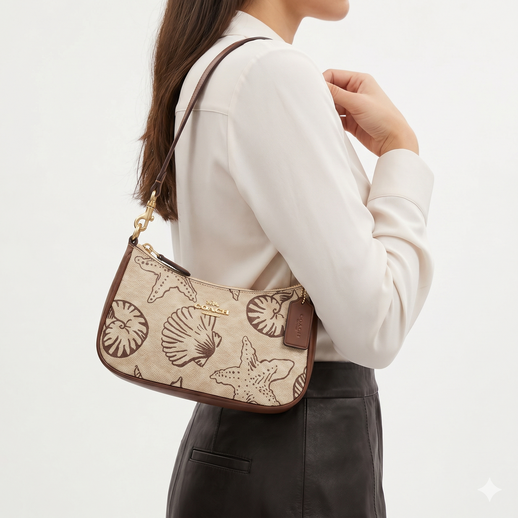COACH Beige & Brown Bag 👜 Signature Style 🍂