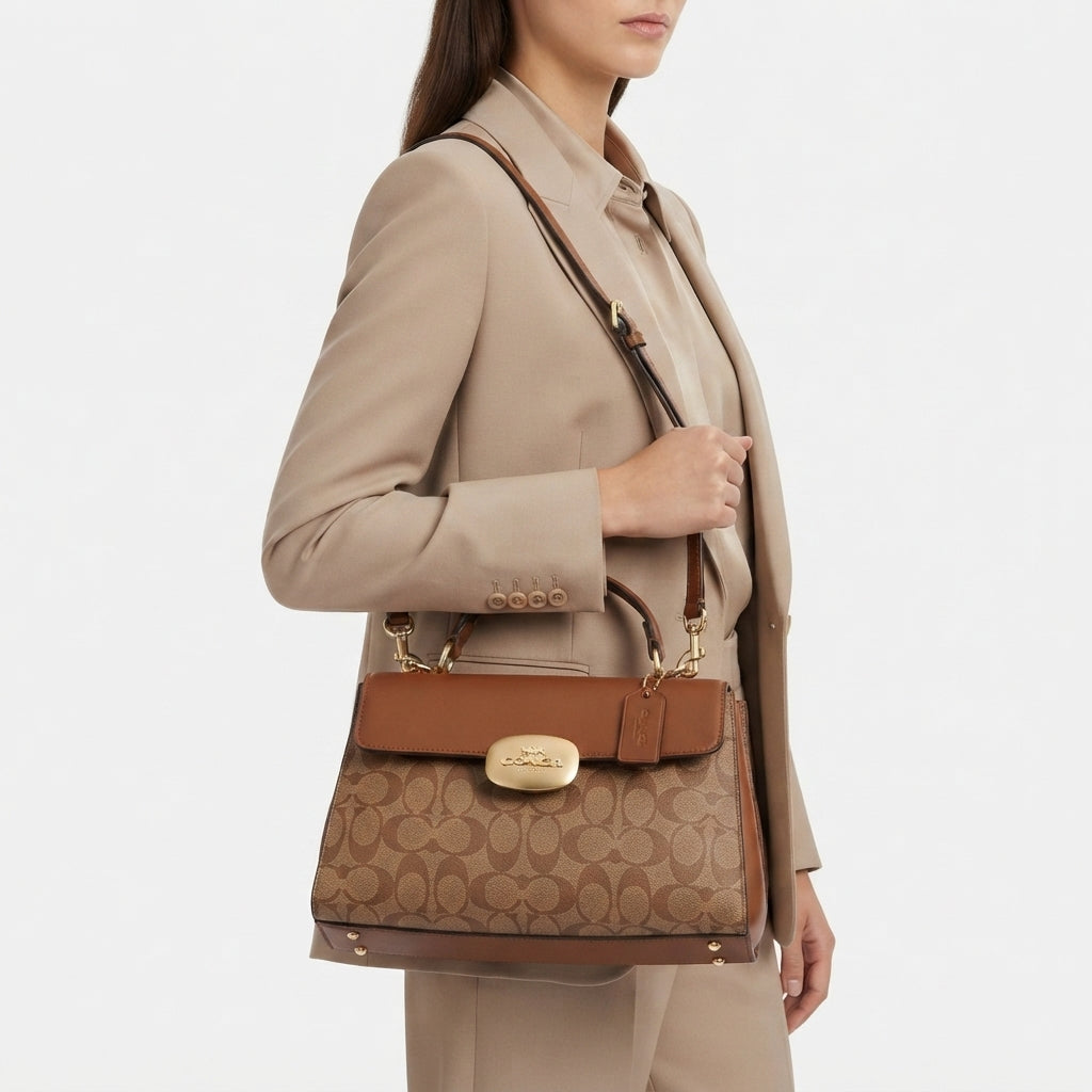 Coach Signature Monogram Top Handle Satchel